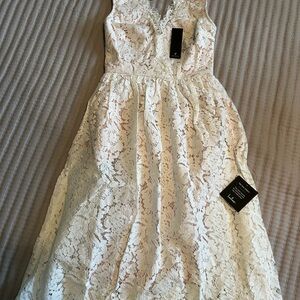 Lulu's White Lace Midi Dress